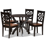 Baxton Studio Anila Modern and Contemporary Two-Tone Dark Brown and Walnut Brown Finished Wood 5-Piece Dining Set